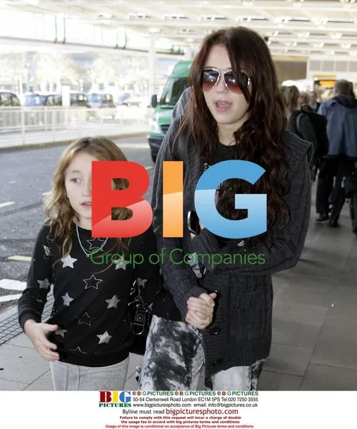 Miley and Noah Cyrus at Heathrow Airport