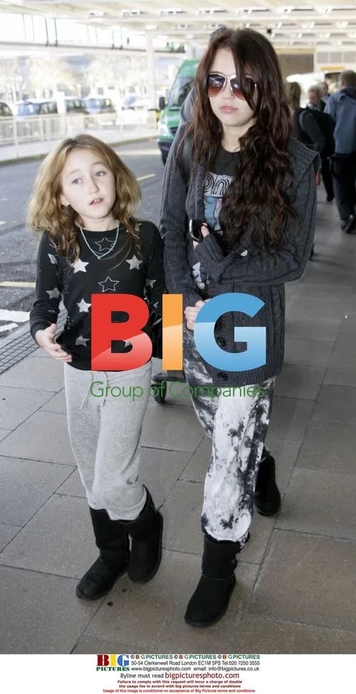 Miley and Noah Cyrus at Heathrow Airport