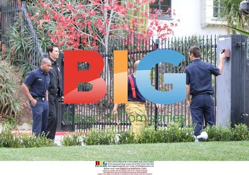 Firefighters at Pitt-Jolie's LA Home