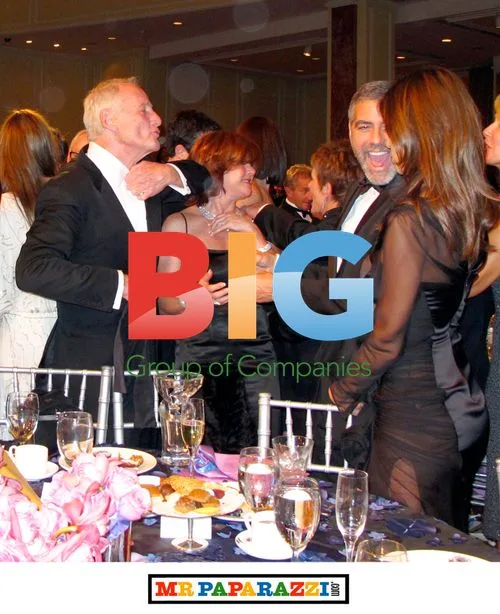 Jerry Weintraub, George Clooney and Elisabetta Canalis at The UNICEF Ball