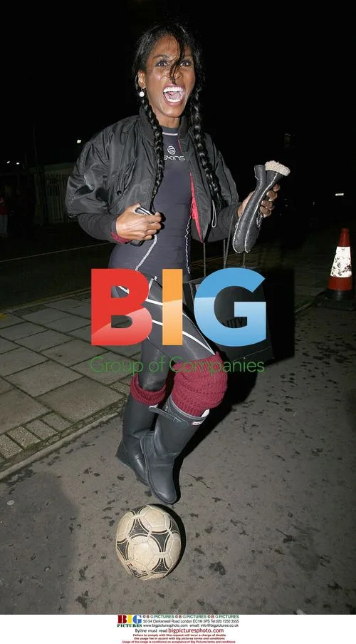 Sinitta plays football in London