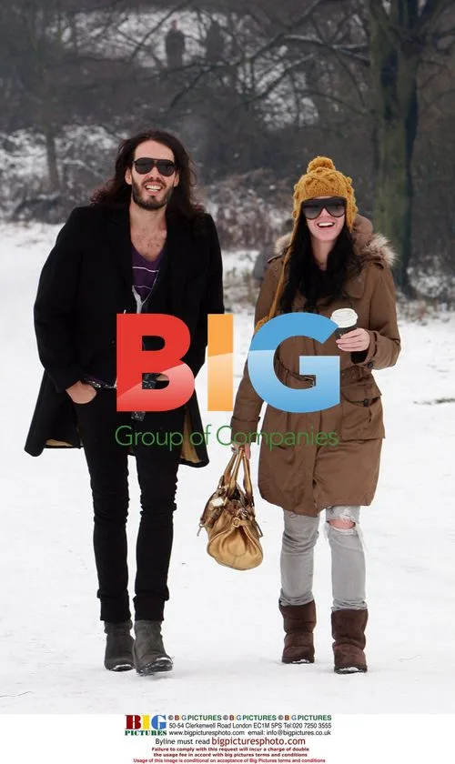 Russell Brand and Katy Perry go sledding in London