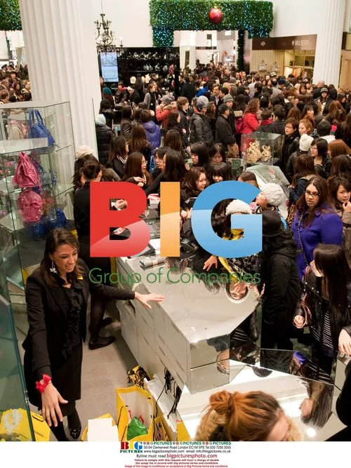 Customers queuing at Selfridges post-Christmas sale