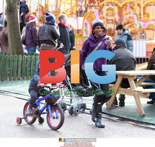 Sinitta and kids at Winter Wonderland