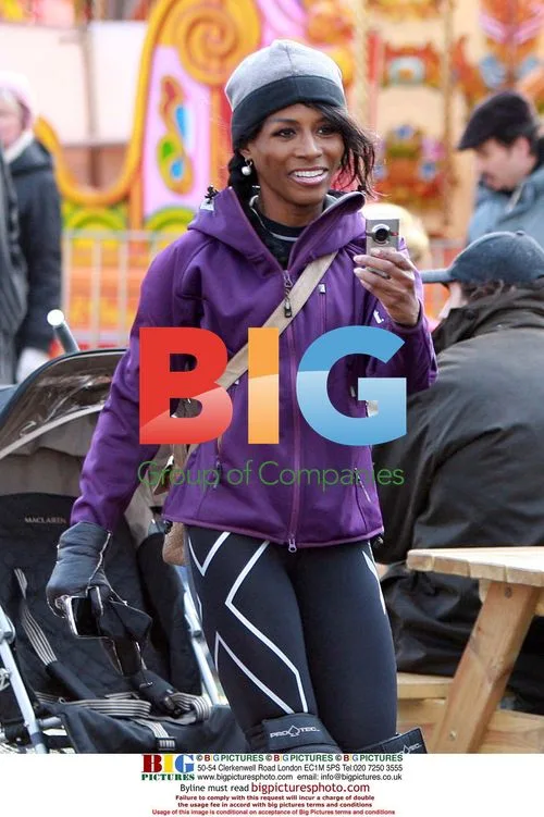 Sinitta and kids at Winter Wonderland