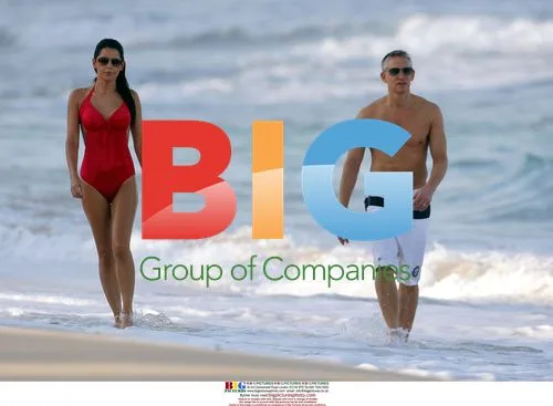 Gary Lineker and Danielle Bux at the beach in Barbados
