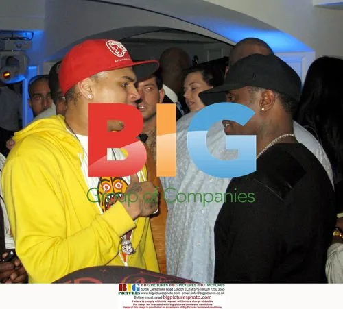 Chris Brown and P. Diddy at Pre-Grammy Party
