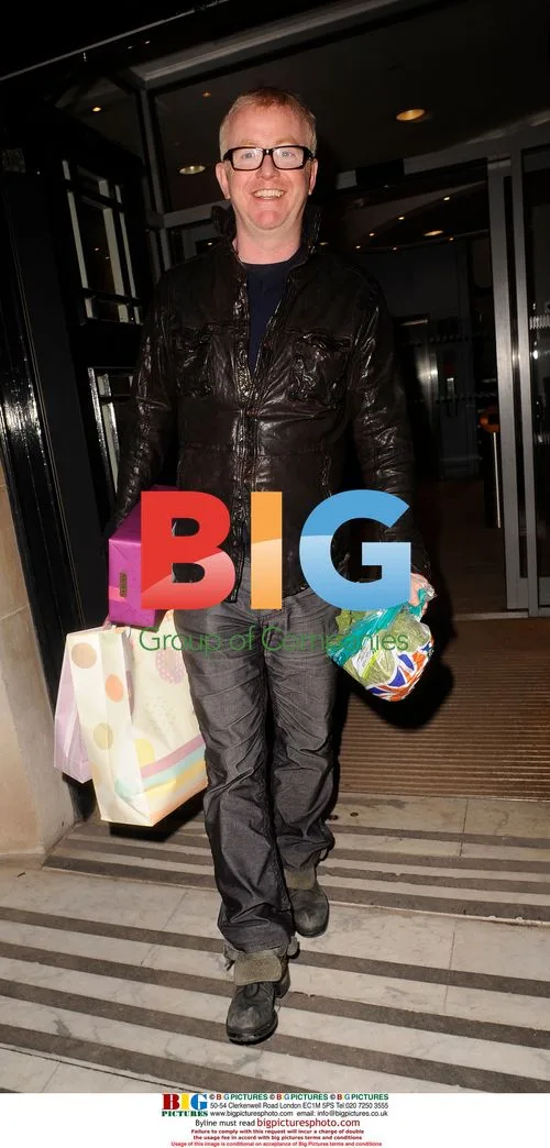 Chris Evans with cabbage and baby gifts
