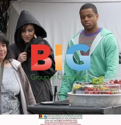Tristan Wilds and Jessica Stroup Filming 90210