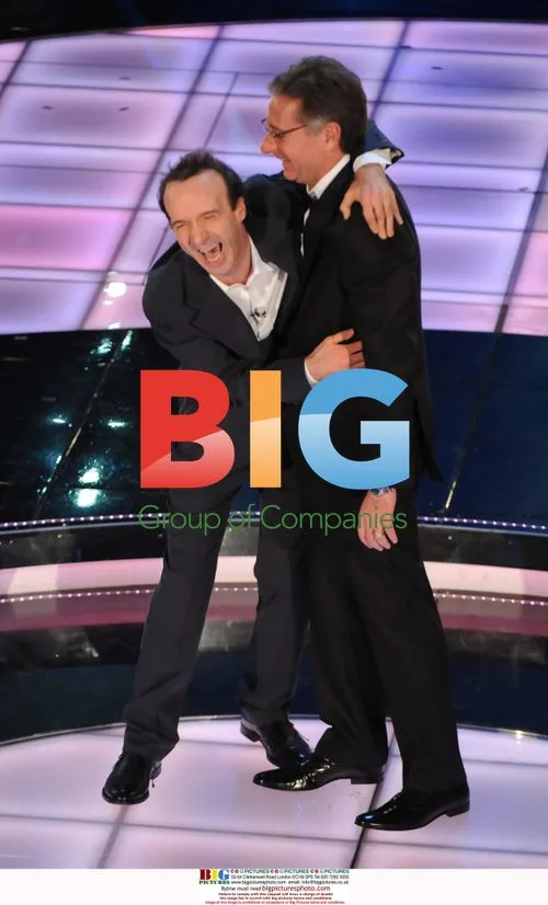 Roberto Benigni and Paolo Bonolis at Sanremo Music Festival