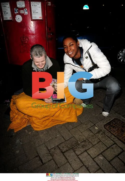 Sonique Sells Big Issue Outside Nobu