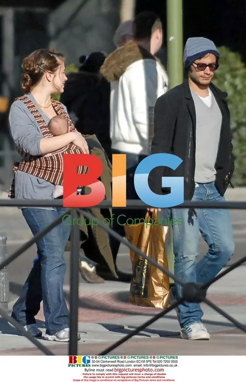 Gael Garcia Bernal and Dolores Fonzi with newborn baby in Madrid
