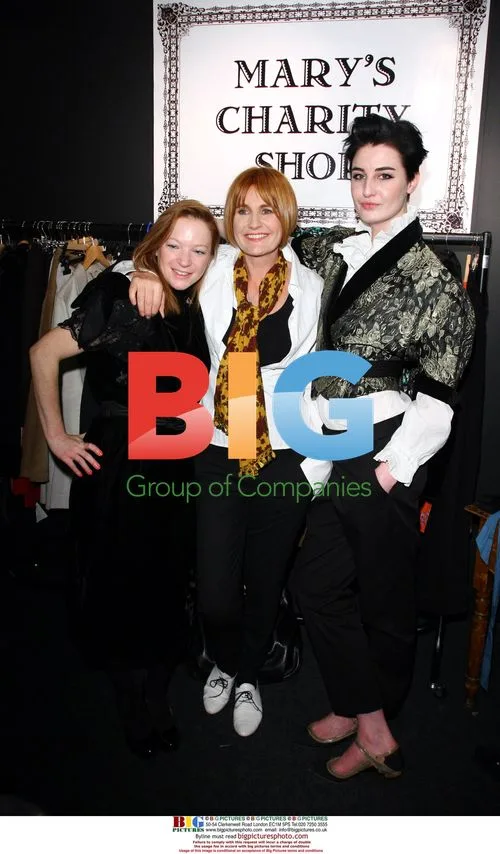 Erin O'Connor and Natalie Press at Mary Portas charity shop photocall