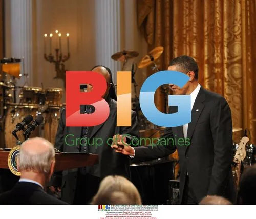 Stevie Wonder and Obama at White House