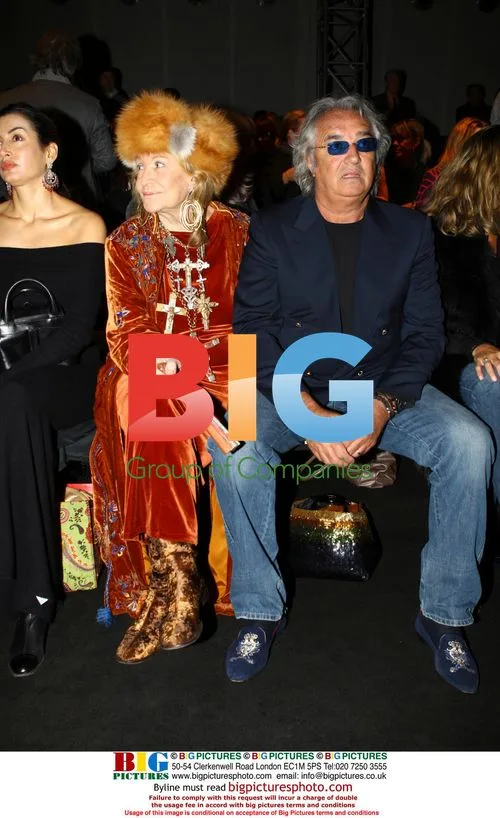 Flavio Briatore and Marta Marzotto at Ermanno Scervino Fashion Show