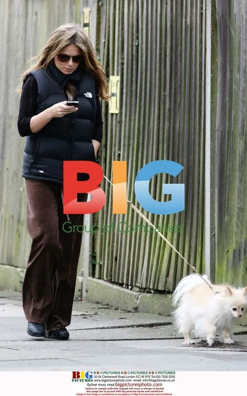 Geri Halliwell walking dog and texting in London