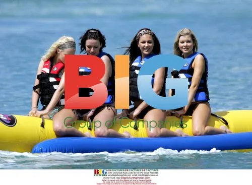 Michelle Marsh, Lucy Pinder, Sophie Howard and Charlotte on Banana Boat