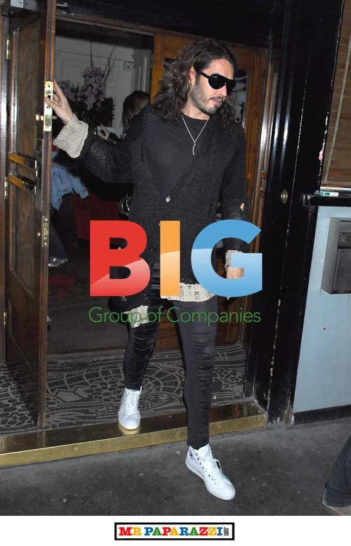 Russell Brand at Groucho Club with Noel Gallagher