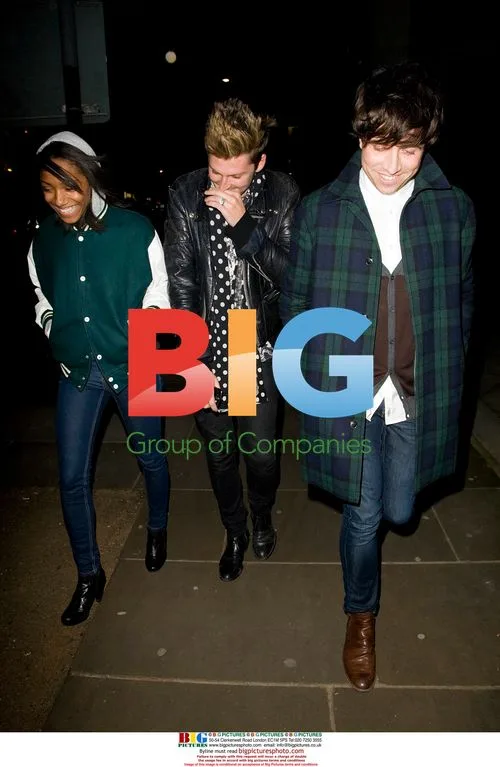 Remi Nicole, Henry Holland and Nick Grimshaw at Brit Awards Nominations Night