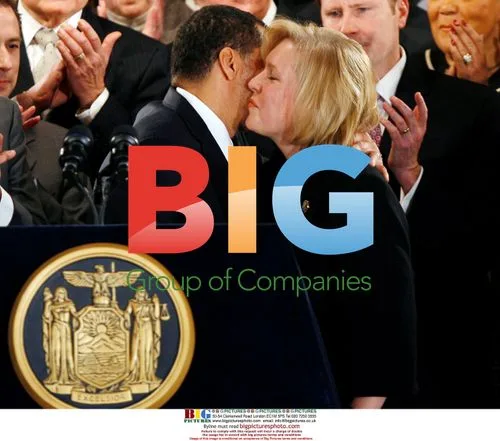 Paterson hugs Gillibrand at NY Senate announcement