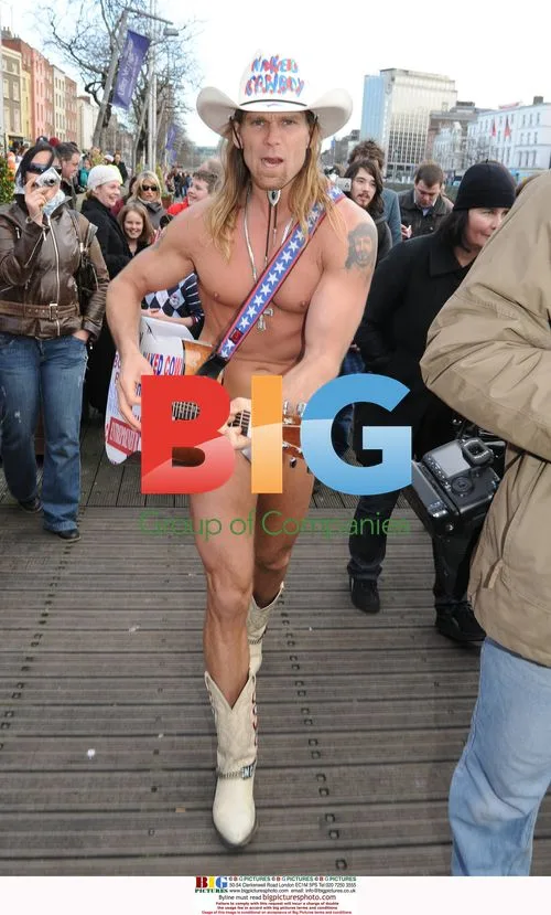 Naked Cowboy at Hapenny Bridge Dublin