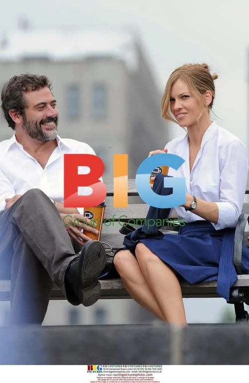 Jeffrey Dean Morgan and Hilary Swank on set of "The Resident"