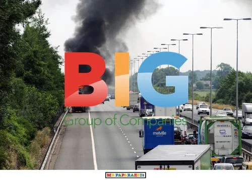 M40 Motorway Vehicle Fire Causes Traffic