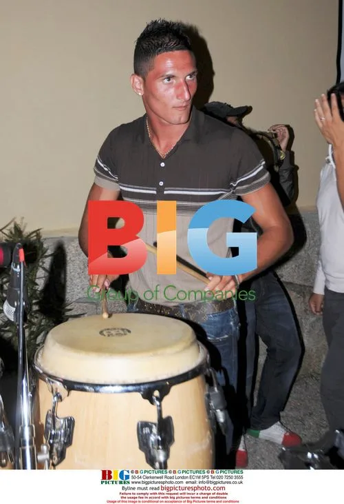 Federico Macheda plays drums at Sardinia restaurant