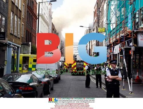 Fire on Dean Street in Soho, London