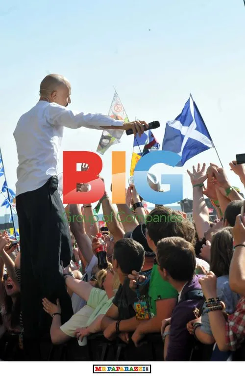 James' singer Tim Booth on stage at T in the Park
