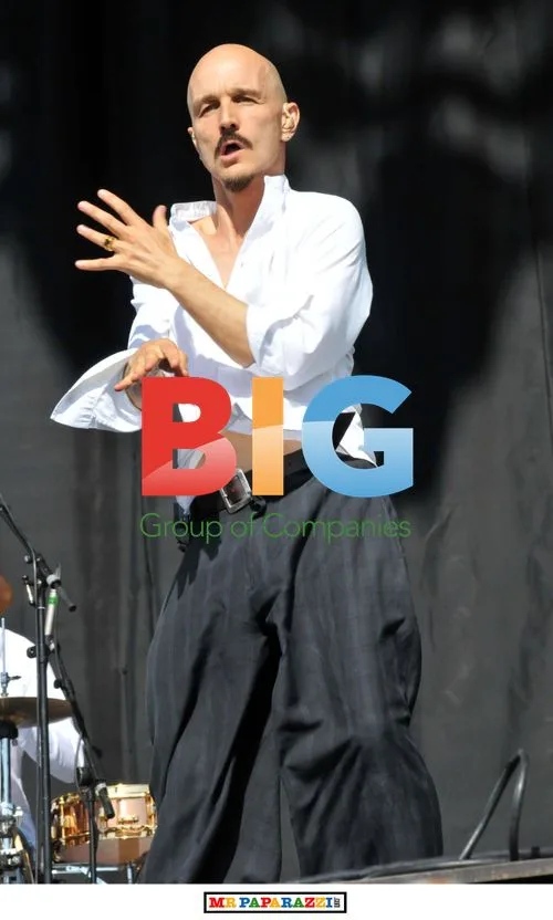James singer Tim Booth on stage at T in the Park