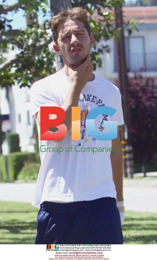 Shia LaBeouf walks in Studio City