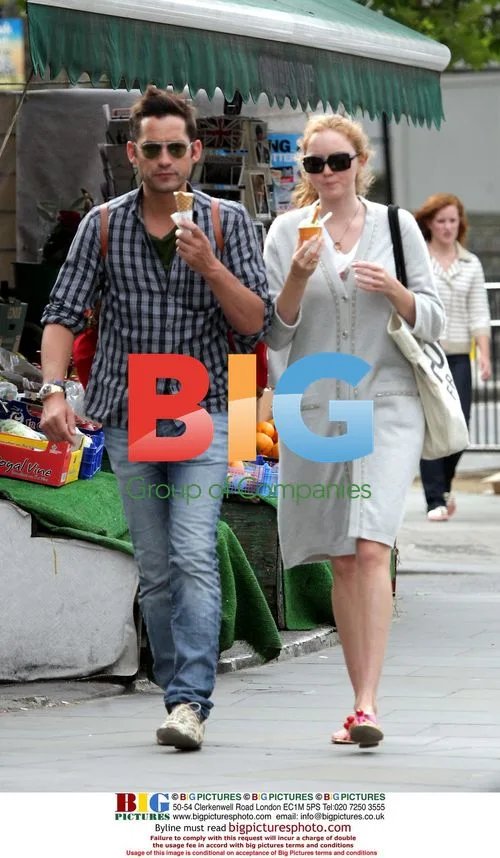 Lily Cole and Enrique Murciano enjoy ice cream in London
