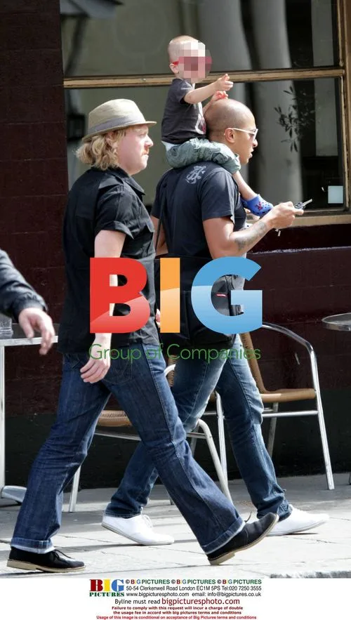 Jade Jones with son and friends in Notting Hill