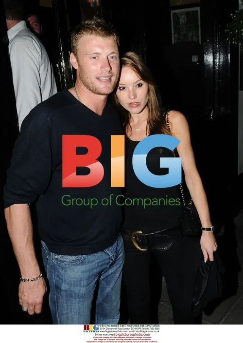 Cricketer Andrew 'Freddie' Flintoff leaves with wife