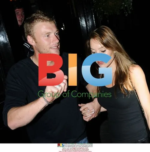 Cricketer Andrew 'Freddie' Flintoff leaves with wife