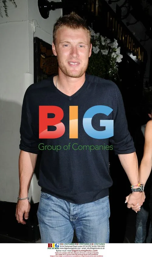 Cricketer Andrew 'Freddie' Flintoff leaves with wife
