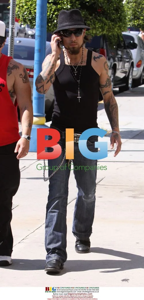 Dave Navaro walking and talking on phone in West Hollywood