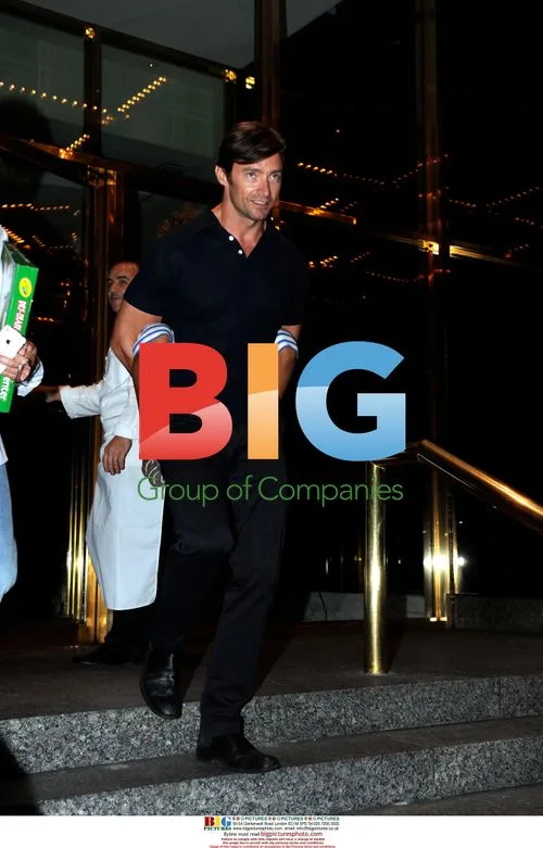 Hugh Jackman and son Oscar at dinner
