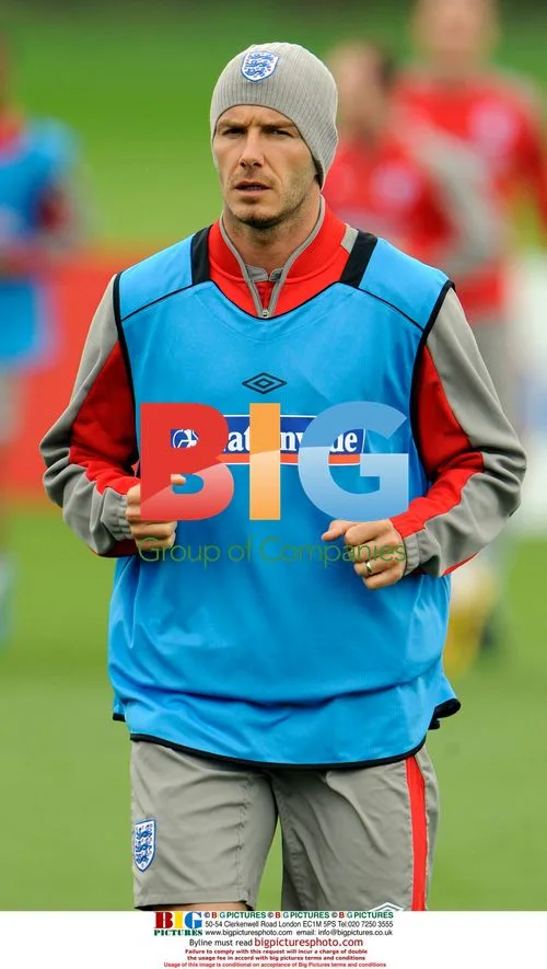 David Beckham with England team training