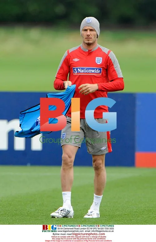 David Beckham with England team at training