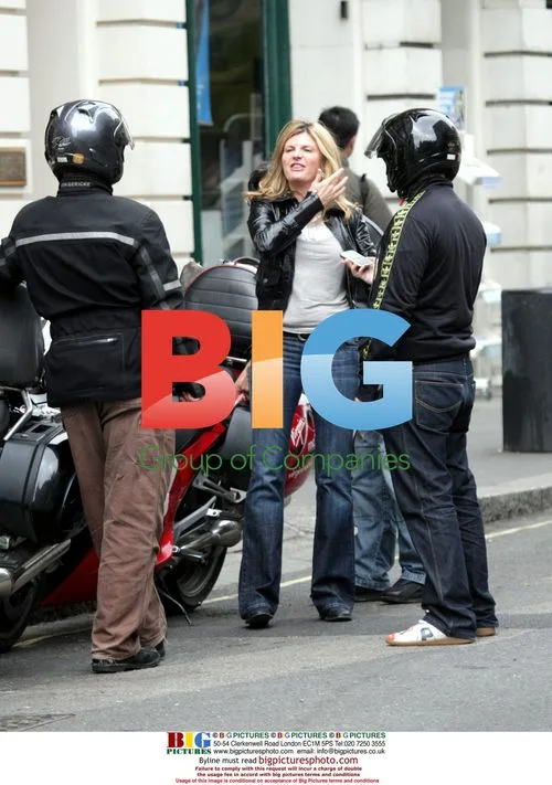 Susannah Constantine with Virgin motorcycle friends in Covent Garden