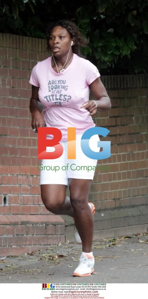 Serena Williams jogging in London