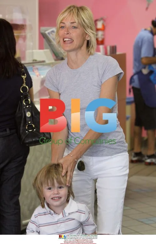 Sharon Stone and sons get ice cream in Beverly Hills