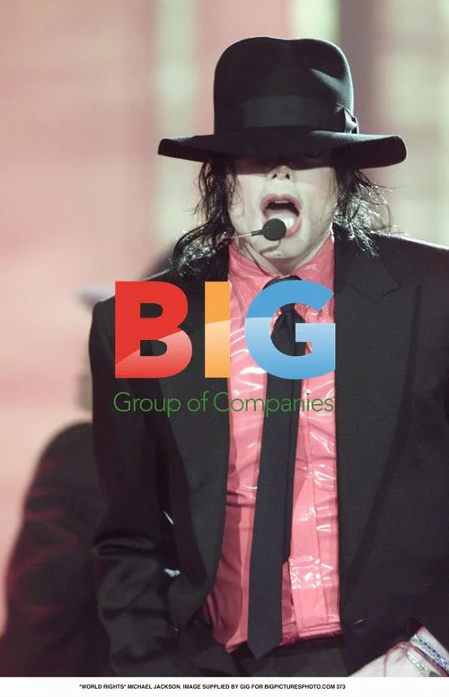 Michael Jackson in Red Shirt and Black Suit