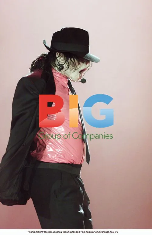 Michael Jackson in Red Shirt and Black Suit
