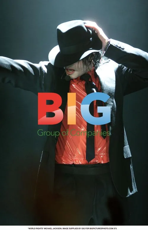 Michael Jackson in Red Shirt and Black Suit