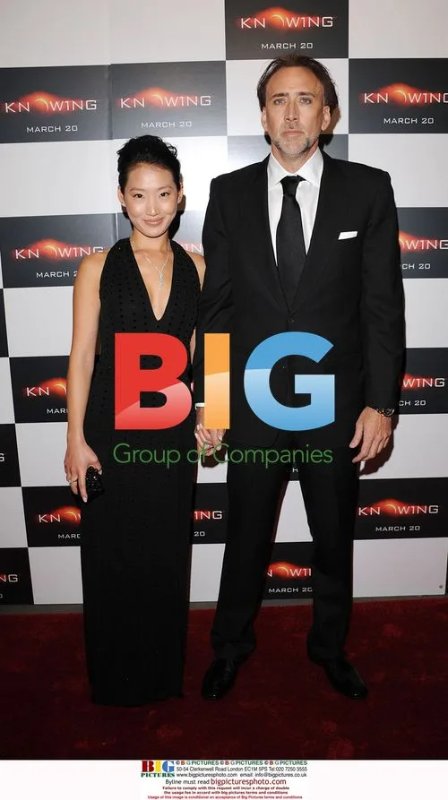 Nicolas Cage and Alice Kim at "Knowing" Premiere
