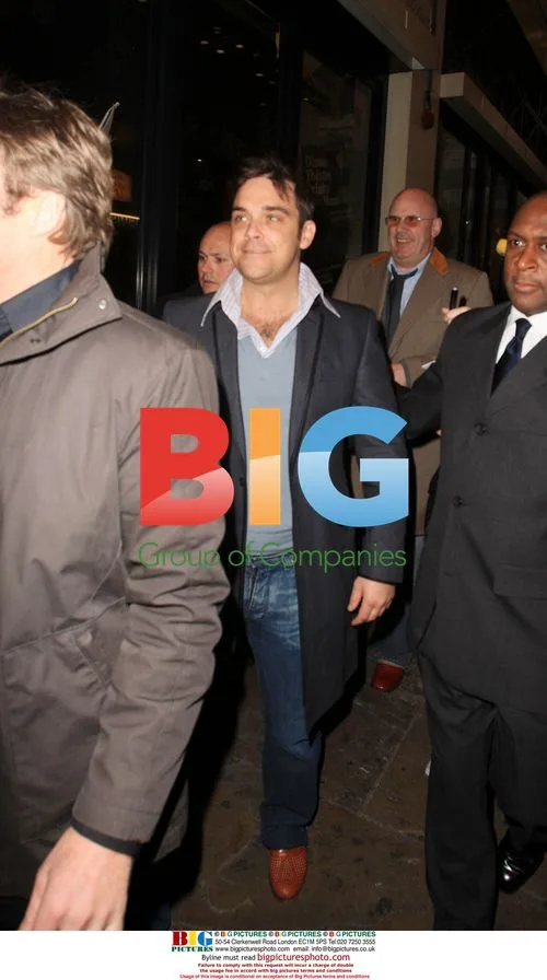 Robbie Williams Arriving at EMI Protest