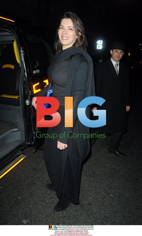 Nigella Lawson and her father outside restaurant